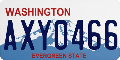 WA license plate AXY0466