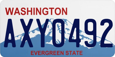 WA license plate AXY0492