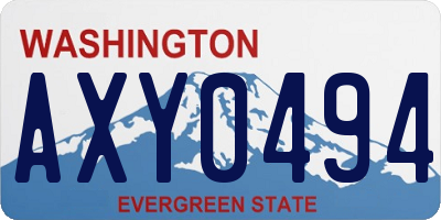 WA license plate AXY0494