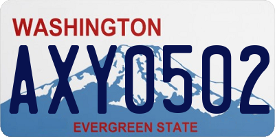 WA license plate AXY0502