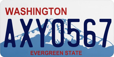 WA license plate AXY0567