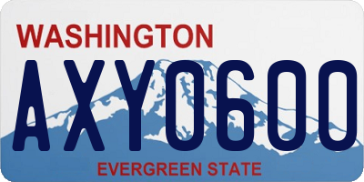 WA license plate AXY0600