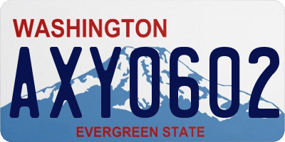 WA license plate AXY0602