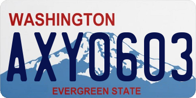 WA license plate AXY0603