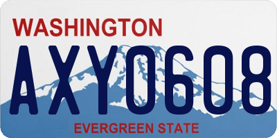 WA license plate AXY0608