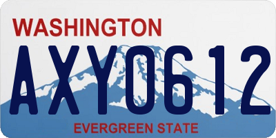 WA license plate AXY0612