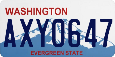 WA license plate AXY0647