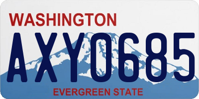 WA license plate AXY0685