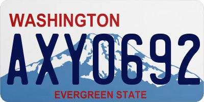 WA license plate AXY0692