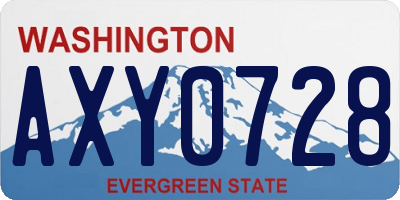 WA license plate AXY0728