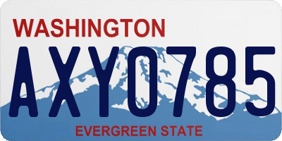 WA license plate AXY0785
