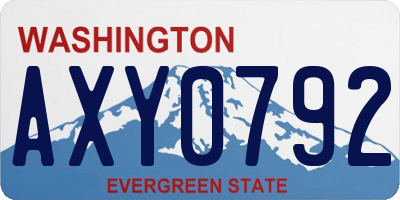 WA license plate AXY0792