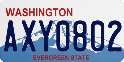 WA license plate AXY0802