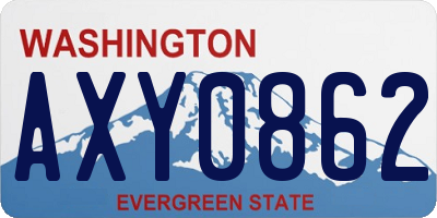 WA license plate AXY0862