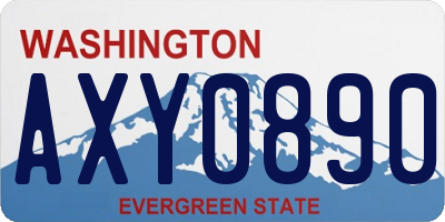 WA license plate AXY0890