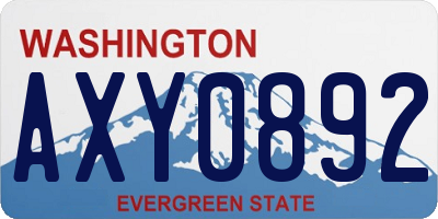 WA license plate AXY0892