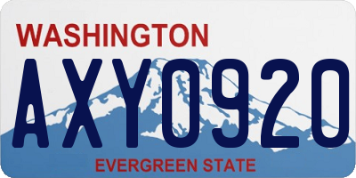 WA license plate AXY0920