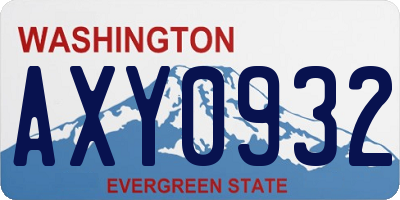 WA license plate AXY0932