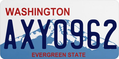 WA license plate AXY0962