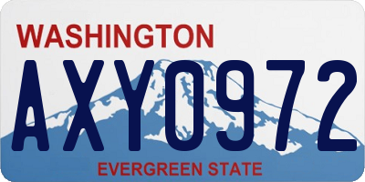 WA license plate AXY0972