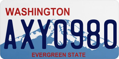 WA license plate AXY0980