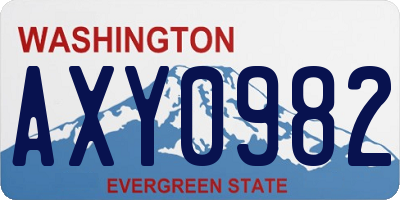WA license plate AXY0982