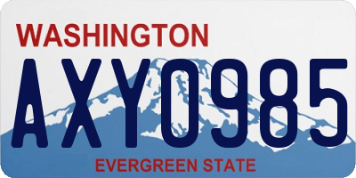 WA license plate AXY0985