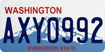 WA license plate AXY0992