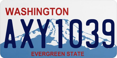 WA license plate AXY1039