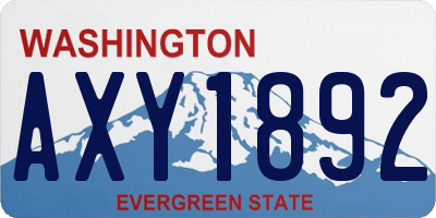 WA license plate AXY1892