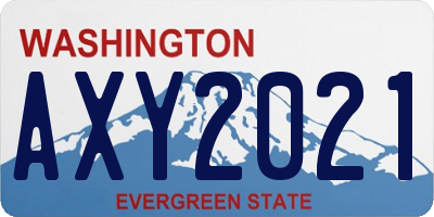WA license plate AXY2021