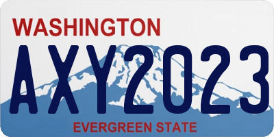 WA license plate AXY2023