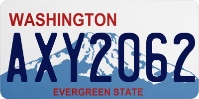 WA license plate AXY2062