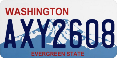 WA license plate AXY2608