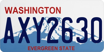 WA license plate AXY2630