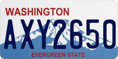 WA license plate AXY2650