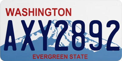 WA license plate AXY2892