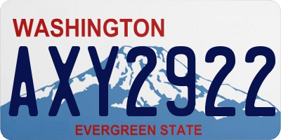 WA license plate AXY2922