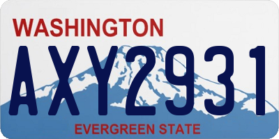 WA license plate AXY2931