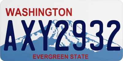 WA license plate AXY2932