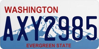 WA license plate AXY2985