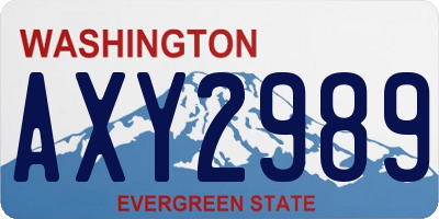 WA license plate AXY2989