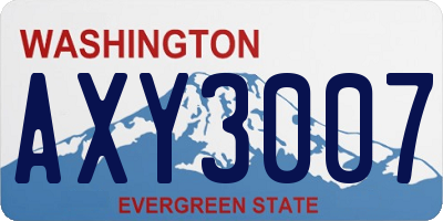 WA license plate AXY3007