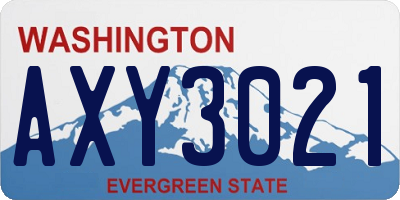WA license plate AXY3021