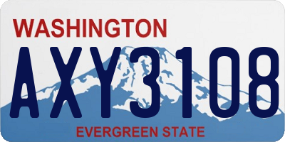 WA license plate AXY3108