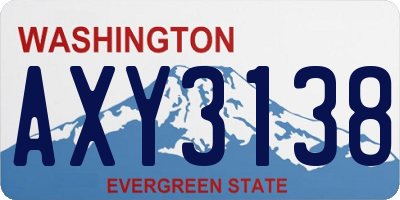 WA license plate AXY3138