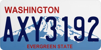 WA license plate AXY3192
