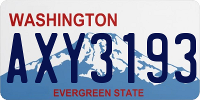 WA license plate AXY3193