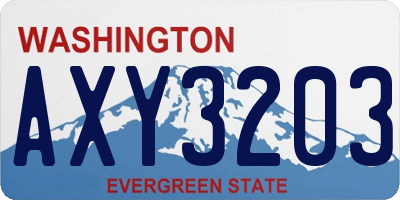 WA license plate AXY3203