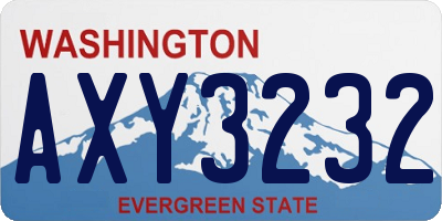 WA license plate AXY3232